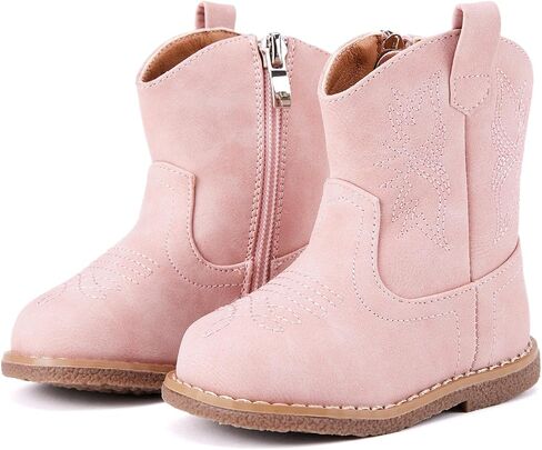 أحذية BMCiTYBM Baby Cowboy Cowgirl أحذية للرضع أحذية غربية للأطفال الصغار والأولاد والبنات بمقدمة مستديرة لركوب الخيل أحذية منتصف الساق لجميع الفصول لعمر 6 9 12 18 24 شهرًا in Kuwait