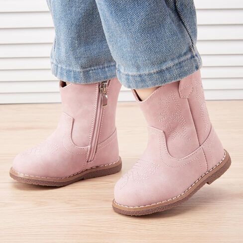 أحذية BMCiTYBM Baby Cowboy Cowgirl أحذية للرضع أحذية غربية للأطفال الصغار والأولاد والبنات بمقدمة مستديرة لركوب الخيل أحذية منتصف الساق لجميع الفصول لعمر 6 9 12 18 24 شهرًا in Kuwait