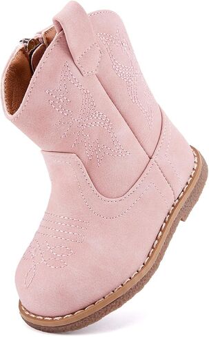 أحذية BMCiTYBM Baby Cowboy Cowgirl أحذية للرضع أحذية غربية للأطفال الصغار والأولاد والبنات بمقدمة مستديرة لركوب الخيل أحذية منتصف الساق لجميع الفصول لعمر 6 9 12 18 24 شهرًا in Kuwait