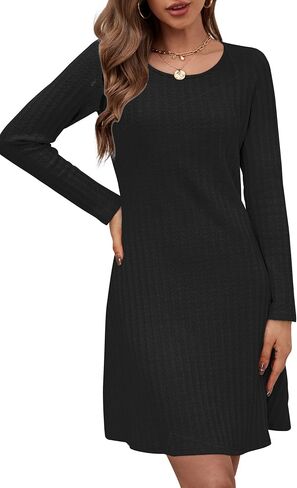 OUGES 2024 Fall Maternity Dress for Photoshoot Baby Shower Crew Neck Long Sleeve Knit Lightweight Sweater Dresses in Saudi Arabia