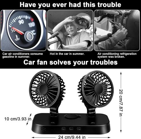 Car Fan 12V Portable Car Cooling Fans That Blow Cold, Cigarette Lighter Plug Spray Fan for Vehicles, RVs, and SUVs in Saudi Arabia