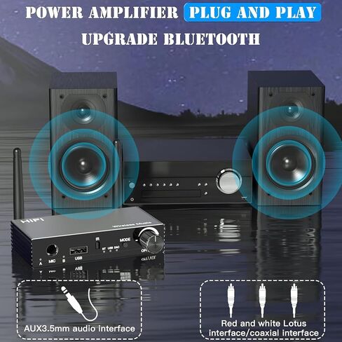 Bluetooth 5.3 Receiver, TV Bluetooth Transmitter, Wireless Audio Adapter for Home Stereo/Headset/Speaker/Home Theater/Mobile Phone/TV/PC/car, Microphone Support, coaxial USB RCA AUX 3.5 mm in Saudi Arabia
