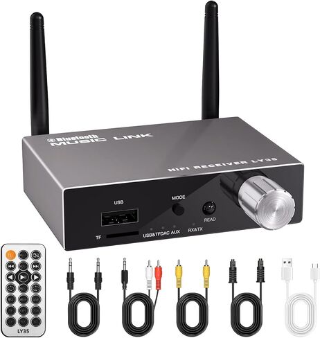 Bluetooth 5.3 Receiver, TV Bluetooth Transmitter, Wireless Audio Adapter for Home Stereo/Headset/Speaker/Home Theater/Mobile Phone/TV/PC/car, Microphone Support, coaxial USB RCA AUX 3.5 mm in Saudi Arabia