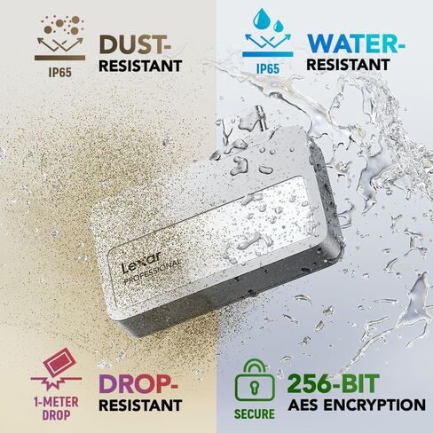 Lexar 2TB Professional Go Portable SSD، يدعم Apple ProRes، قراءة تصل إلى 1050 ميجابايت/ثانية وكتابة 1000 ميجابايت/ثانية، USB 3.2 الجيل 2، متين، متوافق مع سلسلة iPhone 15 والهواتف الذكية وأجهزة الكمبيوتر الشخصية وأجهزة Mac (LSL400X002T-RNSNU) in Kuwait