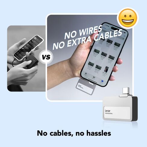 Lexar 2TB Professional Go Portable SSD، يدعم Apple ProRes، قراءة تصل إلى 1050 ميجابايت/ثانية وكتابة 1000 ميجابايت/ثانية، USB 3.2 الجيل 2، متين، متوافق مع سلسلة iPhone 15 والهواتف الذكية وأجهزة الكمبيوتر الشخصية وأجهزة Mac (LSL400X002T-RNSNU) in Kuwait