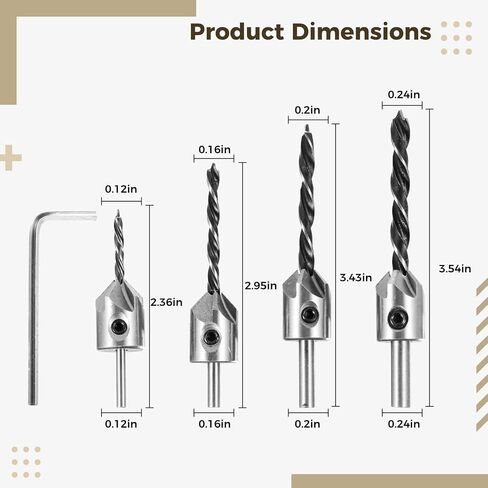Homaisson 12 Pcs Wood Plug Cutters, 1/4, 3/8, 1/2, 5/8 Drill Bit Set with Wooden Box, Straight and Tapered Cutting Tools for Woodworking, Carbon Steel Cork Drill Bit Kit in Saudi Arabia