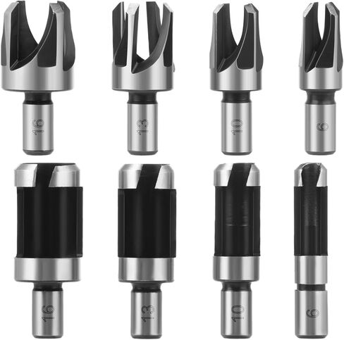 Homaisson 12 Pcs Wood Plug Cutters, 1/4, 3/8, 1/2, 5/8 Drill Bit Set with Wooden Box, Straight and Tapered Cutting Tools for Woodworking, Carbon Steel Cork Drill Bit Kit in Saudi Arabia