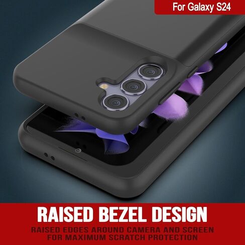 حافظة شاحن محمول PunkJuice S24، بنك طاقة ممتد 4500 مللي أمبير في الساعة | انتل سويتش | بطارية احتياطية نحيفة وآمنة وموثوقة لهاتف Galaxy S24 5G (6.2 بوصة) (2024) [أسود] in Kuwait