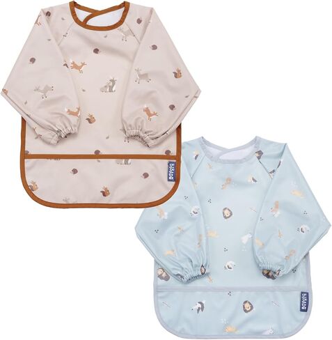 BIBaDO Mess Proof Baby Bib, 2 Pack Long Sleeve Bib, 6 month - 3 Years, Waterproof Bibs for Toddlers, Machine Washable in Saudi Arabia