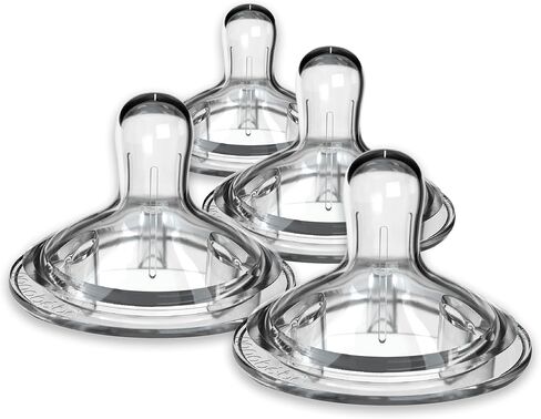 حلمات زجاجات الأطفال من نانوبيبي، حلمة من السيليكون، فتحات ثلاثية، جاهزة للاستخدام، عبوتان، تدفق متوسط in Kuwait