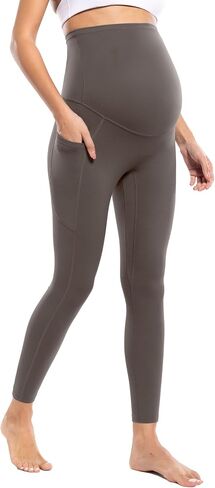 POSHDIVAH Women's Maternity Workout Nakedlux Leggings with Pockets Over The Belly Pregnancy Soft Activewear Yoga Pants in Kuwait