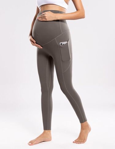 POSHDIVAH Women's Maternity Workout Nakedlux Leggings with Pockets Over The Belly Pregnancy Soft Activewear Yoga Pants in Kuwait