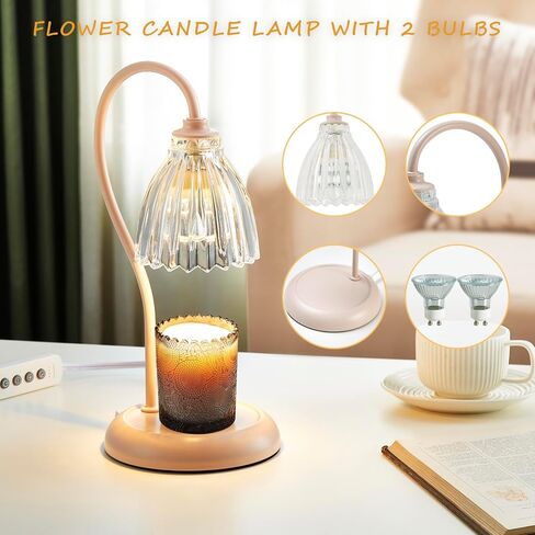 Black Glass Candle Warmer Lamp with 2 Bulbs, Electric Jar Candles Light Melter, Wax Warmers Vintage Lamps Burner, Flameless Lamparas para Velas Aromaticas,Housing Warming Gifts, Housing Home Decor in Saudi Arabia