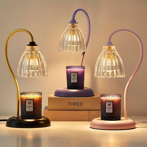 Black Glass Candle Warmer Lamp with 2 Bulbs, Electric Jar Candles Light Melter, Wax Warmers Vintage Lamps Burner, Flameless Lamparas para Velas Aromaticas,Housing Warming Gifts, Housing Home Decor in Saudi Arabia