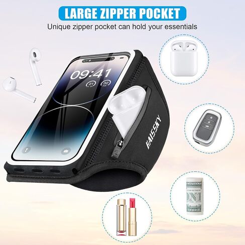 Running Armband for iPhone 15/14/13 Pro/Plus & Galaxy S20/S10, 3D Design Cell Phone Armband with Earphone Pouch Card Slot & Key Pockets, Water Resistant Sports Phone Holder Up to 6.9" Phones in Kuwait