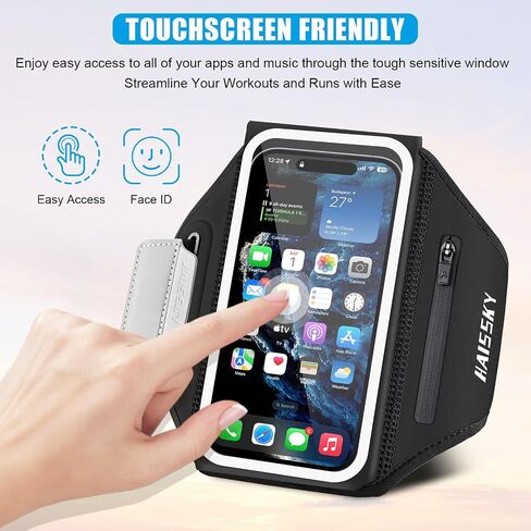 Running Armband for iPhone 15/14/13 Pro/Plus & Galaxy S20/S10, 3D Design Cell Phone Armband with Earphone Pouch Card Slot & Key Pockets, Water Resistant Sports Phone Holder Up to 6.9" Phones in Kuwait