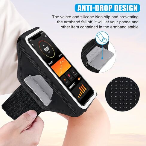 Running Armband for iPhone 15/14/13 Pro/Plus & Galaxy S20/S10, 3D Design Cell Phone Armband with Earphone Pouch Card Slot & Key Pockets, Water Resistant Sports Phone Holder Up to 6.9" Phones in Kuwait