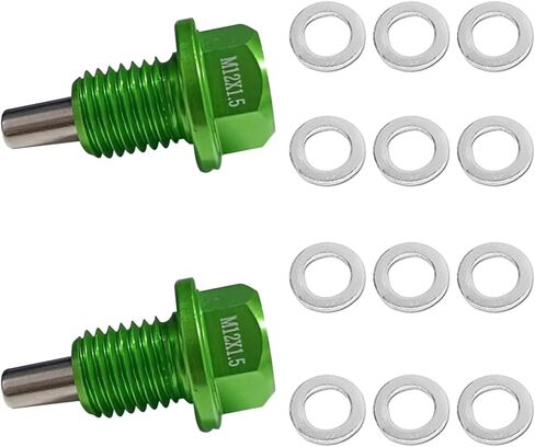 قطعتان M12 x1.25 سدادة تصريف الزيت المغناطيسية من الفولاذ المقاوم للصدأ مع 12 حشية غسيل نحاسية بديلة لتويوتا ولكزس ونيسان وإنفينيتي (فضي) in Kuwait