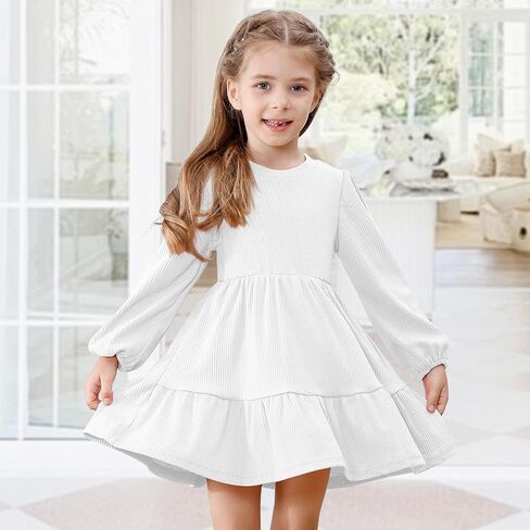 Toddler Baby Girl Dresses Little Girl Long Sleeve Dress for Girls Fall Causal Dress Ruffle Toddler Sweater Dress in Saudi Arabia