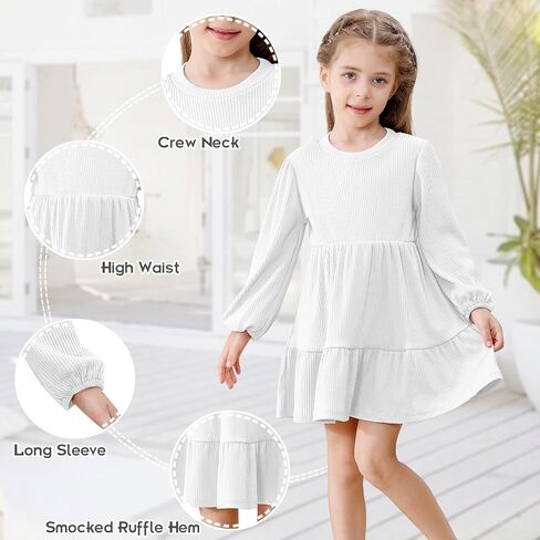 Toddler Baby Girl Dresses Little Girl Long Sleeve Dress for Girls Fall Causal Dress Ruffle Toddler Sweater Dress in Saudi Arabia