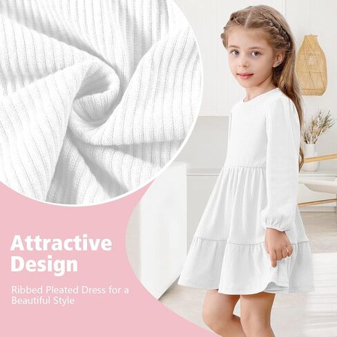 Toddler Baby Girl Dresses Little Girl Long Sleeve Dress for Girls Fall Causal Dress Ruffle Toddler Sweater Dress in Saudi Arabia