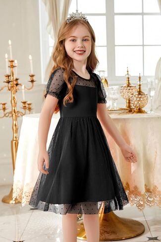 Arshiner Toddler Girls Tulle Summer Puff Sleeve Baby Girls Tutu Princess Party Casual Dress 2-6Y in Saudi Arabia