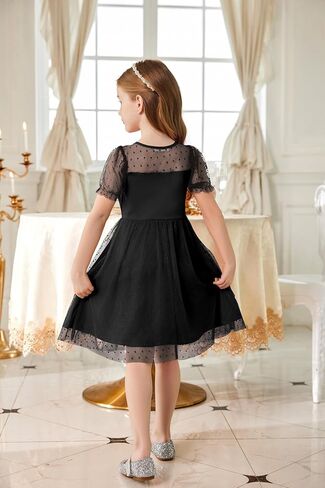 Arshiner Toddler Girls Tulle Summer Puff Sleeve Baby Girls Tutu Princess Party Casual Dress 2-6Y in Saudi Arabia
