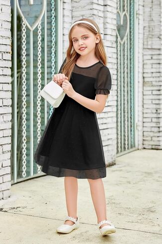 Arshiner Toddler Girls Tulle Summer Puff Sleeve Baby Girls Tutu Princess Party Casual Dress 2-6Y in Saudi Arabia