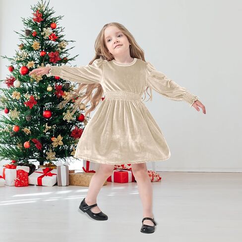 Neutocd Toddler Baby Girl Christmas Dress Long Sleeve Velvet Christmas Dress Birthday Wedding Dresses Winter Clothes in Saudi Arabia