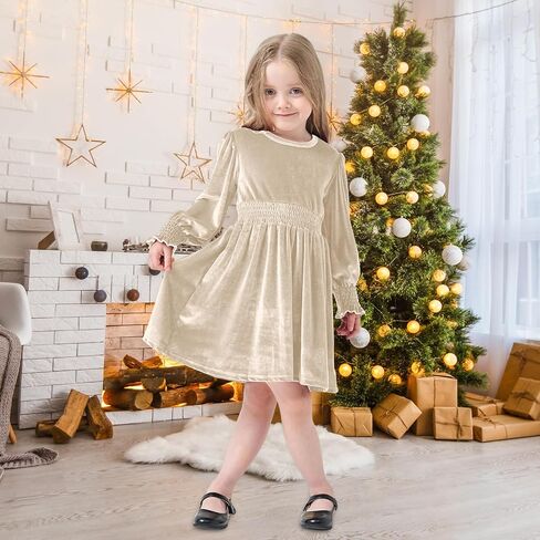 Neutocd Toddler Baby Girl Christmas Dress Long Sleeve Velvet Christmas Dress Birthday Wedding Dresses Winter Clothes in Saudi Arabia