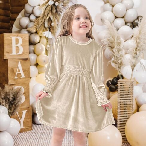 Neutocd Toddler Baby Girl Christmas Dress Long Sleeve Velvet Christmas Dress Birthday Wedding Dresses Winter Clothes in Saudi Arabia