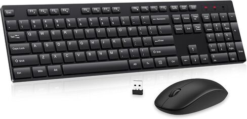 Wireless Keyboard and Mouse Combo, EDJO Silent Full Size USB Keyboard Mouse, Long Battery Life, Lag-Free, 2.4GHz Cordless Keyboard Mouse for Computer, Laptop, PC, Windows, Mac, Chrome OS in Saudi Arabia