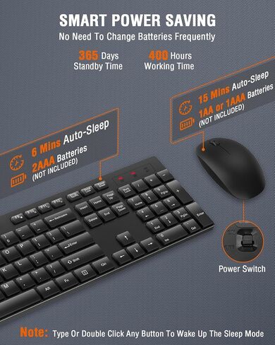 Wireless Keyboard and Mouse Combo, EDJO Silent Full Size USB Keyboard Mouse, Long Battery Life, Lag-Free, 2.4GHz Cordless Keyboard Mouse for Computer, Laptop, PC, Windows, Mac, Chrome OS in Saudi Arabia