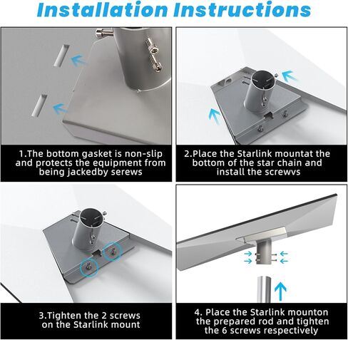 محول أنابيب Starlink Gen 3، للطبق القياسي Starlink Gen 3، حامل لـ Starlink، Starlink V3 Mount Plate السقف Mount Starlink Gen 3 Mount Kit Gen3/V3 Starlink Standard Dish Mount Plate in Kuwait