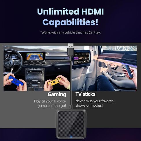 Car TV Mate Pro, 2-in-1 Car TV Mate with Wireless CarPlay, HDMI Converter for Fire TV Stick/Game Machine, CarPlay Wireless Adapter for OEM Wired CarPlay Cars, HDMI Input, Online Update, Plug & Play in Saudi Arabia