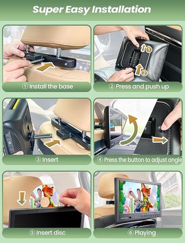 مشغل DVD للسيارة مقاس 12.5 بوصة مع سماعة رأس، ومشغل DVD للسيارة مع مدخل HDMI، وقرص من نوع الشفط، ومشغل DVD لمسند الرأس يدعم فيديو 1080P، بدون منطقة، ذاكرة أخيرة، مدخل/مخرج AV، بطاقة USB/SD in Kuwait