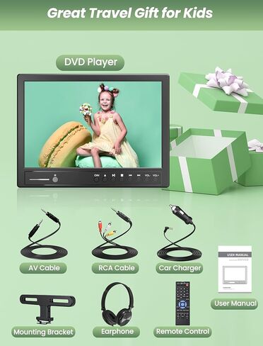 مشغل DVD للسيارة مقاس 12.5 بوصة مع سماعة رأس، ومشغل DVD للسيارة مع مدخل HDMI، وقرص من نوع الشفط، ومشغل DVD لمسند الرأس يدعم فيديو 1080P، بدون منطقة، ذاكرة أخيرة، مدخل/مخرج AV، بطاقة USB/SD in Kuwait