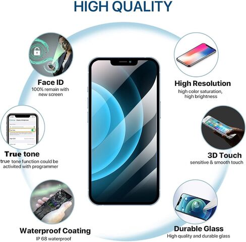 iPhone 14 Screen Replacement Kit 6.1" LCD Display 3D Touch Full HD Digitizer Full Assembly Repair Kits Waterproof Frame Sticker+Screen Tempered Protector for A2649 A2881 A2884 A2883 A2882 in Saudi Arabia