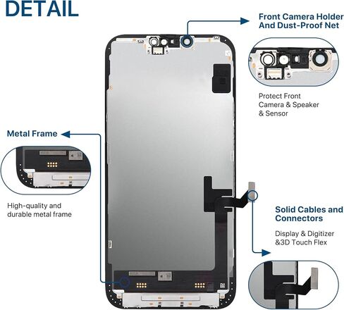 iPhone 14 Screen Replacement Kit 6.1" LCD Display 3D Touch Full HD Digitizer Full Assembly Repair Kits Waterproof Frame Sticker+Screen Tempered Protector for A2649 A2881 A2884 A2883 A2882 in Saudi Arabia