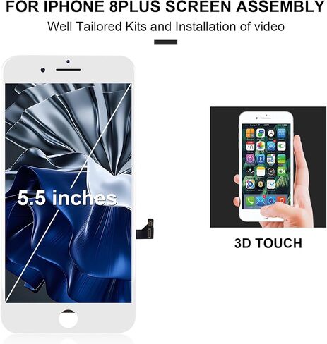 مجموعة استبدال شاشة iPhone 8plus: Moautodc 5.5 بوصة لشاشة iPhone 8Plus LCD - شاشة لجهاز iPhone 8Plus Digitizer، لجهاز iPhone 8 Plus Display 3D Touch Digitizer مع أدوات إصلاح كاملة in Saudi Arabia