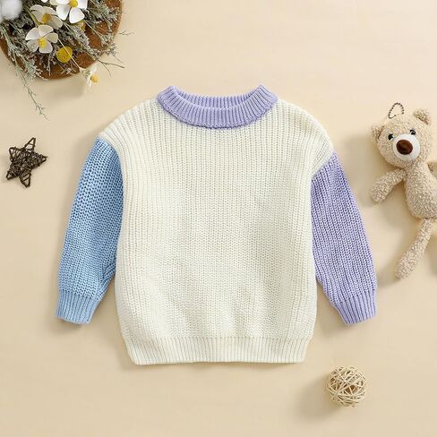 Newborn Infant Baby Girl Boy Knit Sweater Crewneck Pullover Long Sleeve Chunky Sweater Toddler Fall Winter Clothes in Kuwait