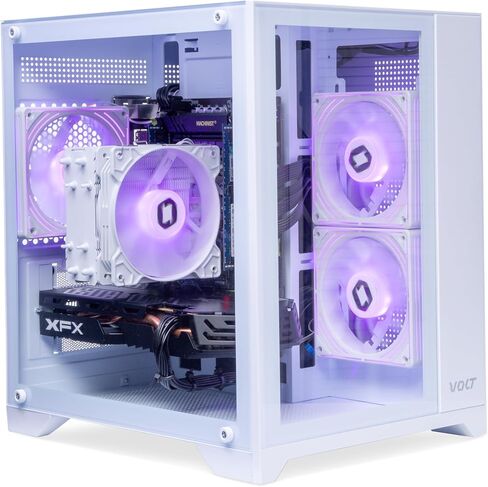 كمبيوتر مكتبي للألعاب Volt Elite 3.0 - Intel e5-2697 v3 3.6 جيجا هرتز، RX 580 8 جيجا، ذاكرة الوصول العشوائي DDR4 16 جيجا، 512 جيجا NVMe SSD، 4 مراوح RGB، واي فاي لاسلكي + بلوتوث، ويندوز 10 هوم 64 بت (أبيض) in Kuwait
