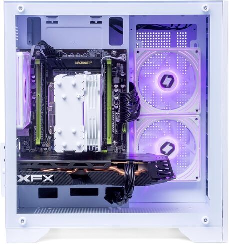كمبيوتر مكتبي للألعاب Volt Elite 3.0 - Intel e5-2697 v3 3.6 جيجا هرتز، RX 580 8 جيجا، ذاكرة الوصول العشوائي DDR4 16 جيجا، 512 جيجا NVMe SSD، 4 مراوح RGB، واي فاي لاسلكي + بلوتوث، ويندوز 10 هوم 64 بت (أبيض) in Kuwait
