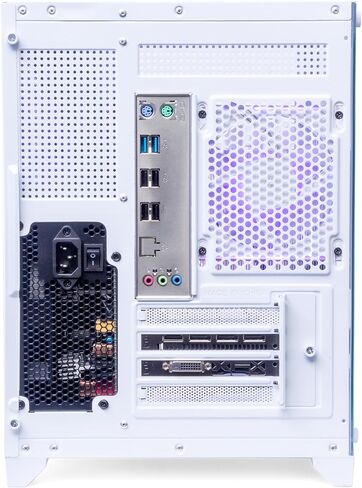 كمبيوتر مكتبي للألعاب Volt Elite 3.0 - Intel e5-2697 v3 3.6 جيجا هرتز، RX 580 8 جيجا، ذاكرة الوصول العشوائي DDR4 16 جيجا، 512 جيجا NVMe SSD، 4 مراوح RGB، واي فاي لاسلكي + بلوتوث، ويندوز 10 هوم 64 بت (أبيض) in Kuwait
