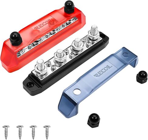 نكص BB46P-38 شريط الحافلة 4 × 3/8 "ترصيع 6 × #8 محطات المسمار كتلة توزيع الطاقة مع مسامير الفولاذ المقاوم للصدأ زوج بسبار البطارية البحرية للسيارات in Kuwait