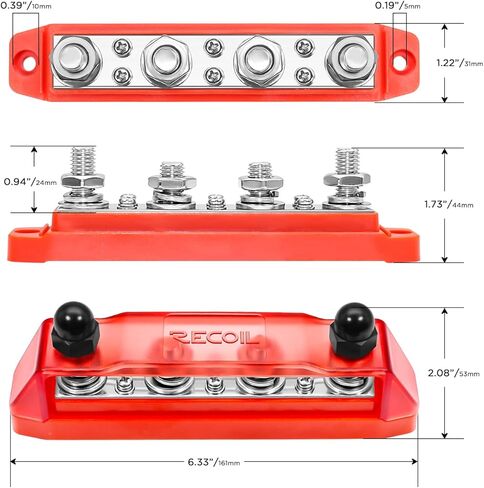 نكص BB46P-38 شريط الحافلة 4 × 3/8 "ترصيع 6 × #8 محطات المسمار كتلة توزيع الطاقة مع مسامير الفولاذ المقاوم للصدأ زوج بسبار البطارية البحرية للسيارات in Kuwait