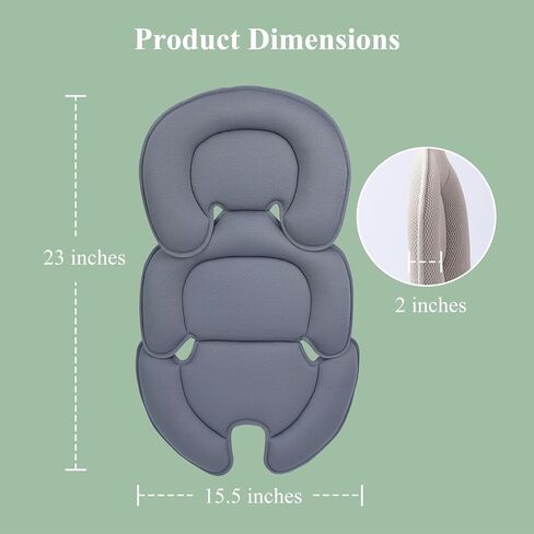 Infant Car Seat Insert, Car Seat Head and Body Supports for Babies, Soft Car Seat Insert Cushion Pad Suit for Infant Car Seats and Baby Strollers(Grey) in Kuwait