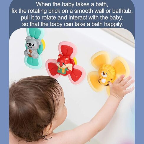 3PCS Suction Cup Spinner Toys for 1 2 Year Old Boys Girls|Spin Sucker Spinning Top Spinner Toy Bath Toys 12-18 Months|First Birthday Baby Gifts for 1 Year Old Girls|Sensory Toys for Toddlers 1-3 in Saudi Arabia