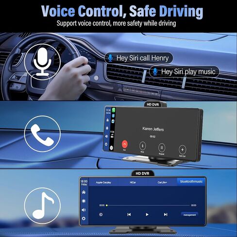 Wireless Apple Carplay Screen for Car, 10" Android Auto Screen with 2K Dash Cam &1080p Backup Camera,GPS Navigation System for Vehicle,Support Mirror Link/Bluetooth/FM Radio in Saudi Arabia