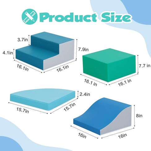 4-Pieces Climbing Toys for Toddlers: PU Leather - Soft Play Climbing for Toddlers - Foam Climbing Blocks for Crawling and Sliding Indoor Playground for Kids in Saudi Arabia